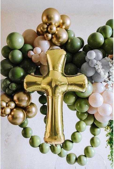 Actual product image Partydeco Gold foil balloon cross, 103.5 x 74.5 cm (1x)