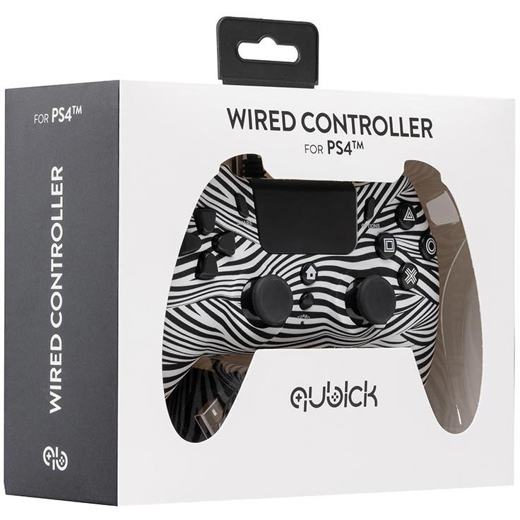 Qubick Wired Controller Nero Bianco (PS4) (PC, PS4), Controller gaming, Nero, Bianco