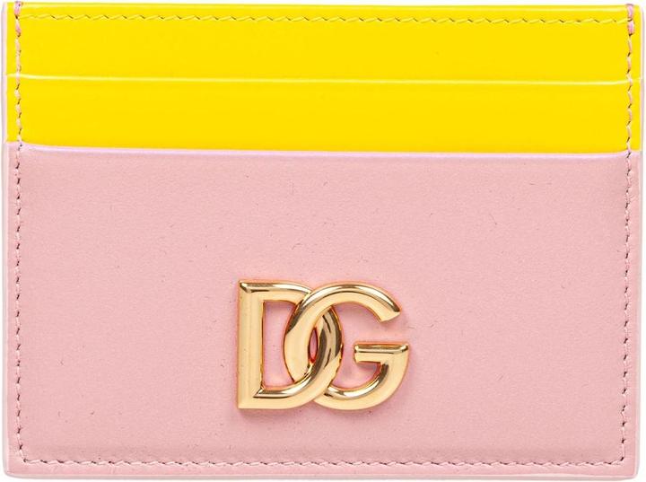 Dolce & Gabbana leather card holder with dg logo color pink and yellow
