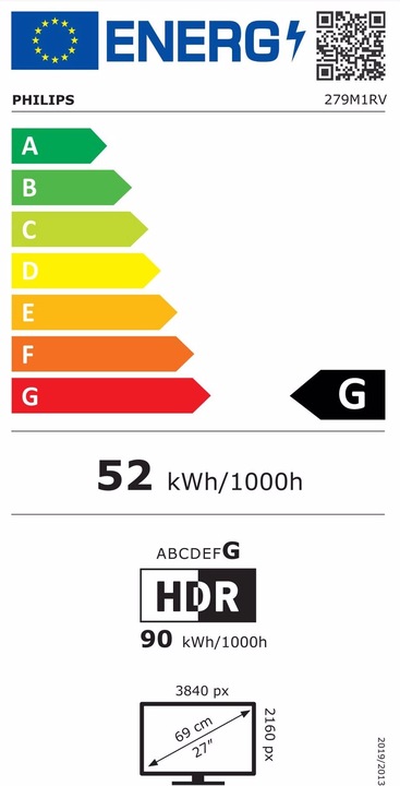 Energy Label Philips 279M1RV/00 (3840 x 2160 Pixels, 27")