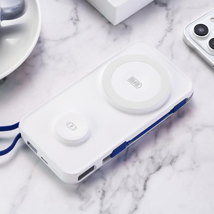 Produktbild 3MK Powerbank PastelUp 10,000mAh 22.5W z Magsafe + ładowanie Apple Watch biały (10000 mAh, 22.50 W, 37 Wh)