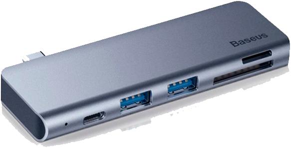 Actual product image Baseus Harmonica Five-in-one HUB Adapter Grey (USB-C, 5 ports)