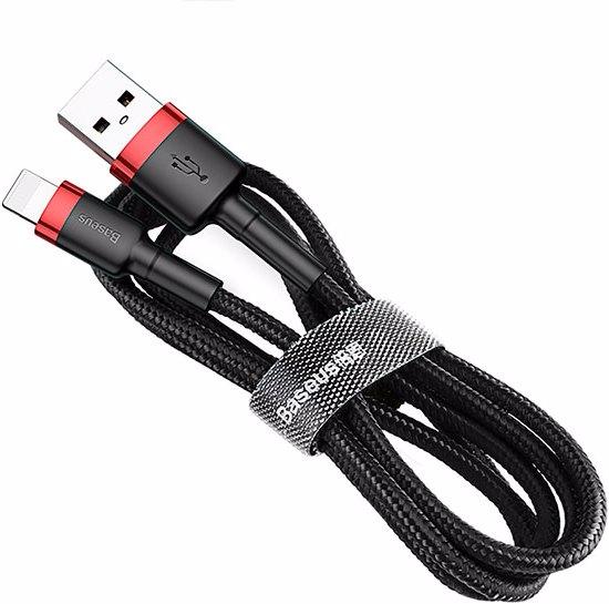 Actual product image Baseus Cafule Cablespecial editionUSB For iP 2.4A 1M Red+Black (1 m, USB 2.0, 18 W)