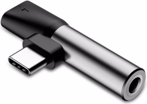 Produktbild Baseus Type-C (input) for Type-C female connectors + 3.5 mm female connector adapters Silver+Black (USB-C, 3.5mm Klinke)