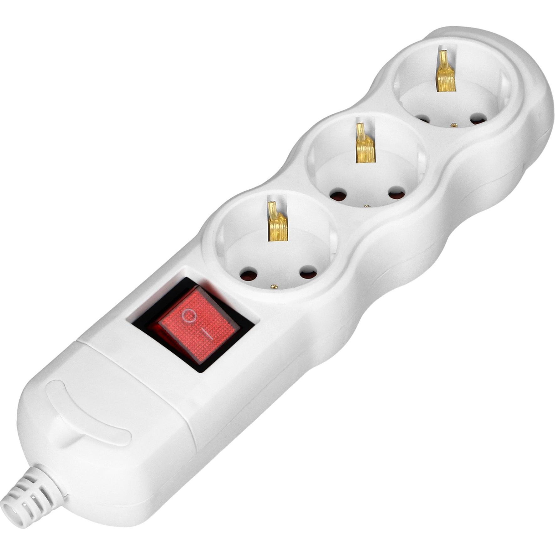 Orno Rozgałęźnik z wyłącznikiem 3x2P+Z Schuko, białyy, Batterie + pile