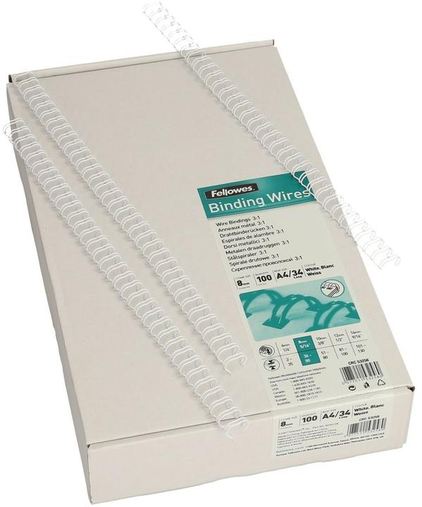 Fellowes Dos de reliure en fil métallique 8 mm