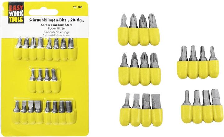 Actual product image Easy Work Schraubklingenbitsatz (3 - 4.5 - 6 - 7 mm, 4 x Philips size #0 - #1 - #2 - #3, 4 x Pozidrive size #0 - #1 - #2 - #3, 4 x star T10 - T15 - T20 - T25, 4 x hexagon 3 - 4 - 5 - 6 mm)