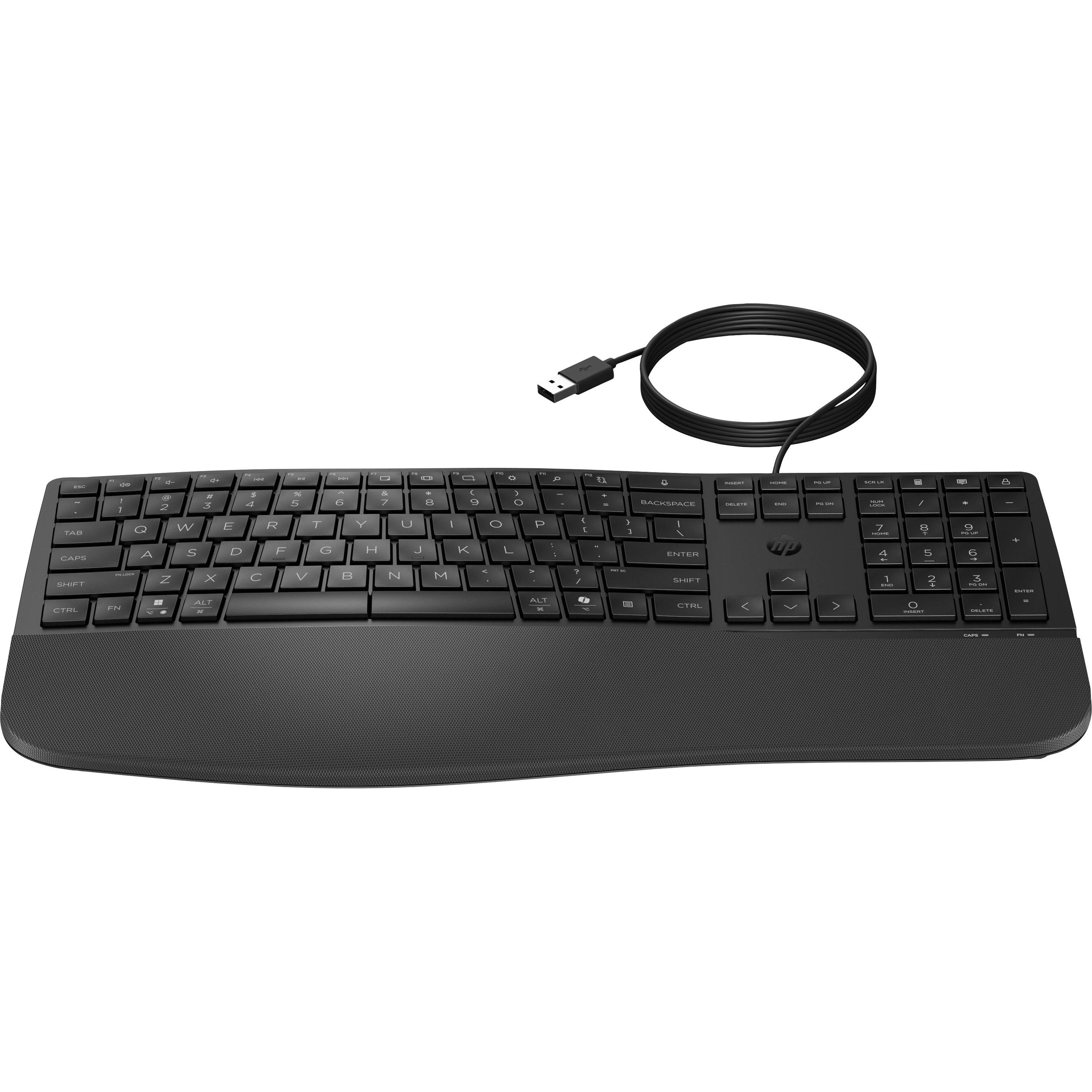 HP 480 Comfort Wired Keyboard-GR (P) (Deutschland, Kabelgebunden), Tastatur, Schwarz