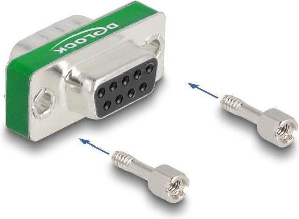 Actual product image Delock HF/EMI interference suppression filter D-Sub 9 pin plug to socket with