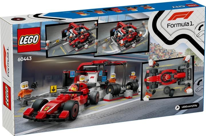 Immagine prodotto LEGO F1 Boxenstopp mit Boxencrew und Ferrari Flitzer (60443, LEGO City)
