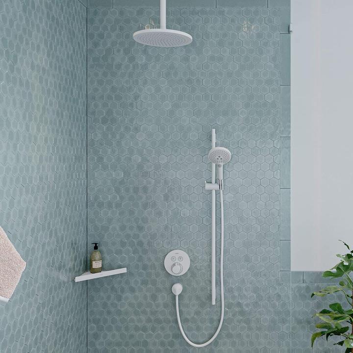 Actual product image hansgrohe Water-Saving Shower Head with Anti-Limescale, Three Jets and Easy-Clean Function (3 Beam types, 5.70 l/min)