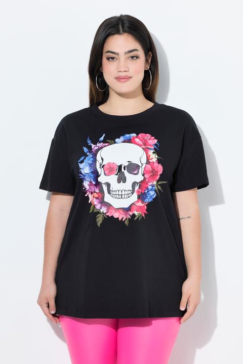 Produktbild Angel of Style T-Shirt, Boxy Fit, Blumen-Totenkopf-Motiv (44)