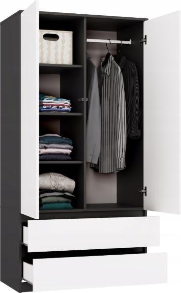 Produktbild Topeshop Schrank MALWA SS-90 anthrazit/weiss (90 x 50 x 180 cm)