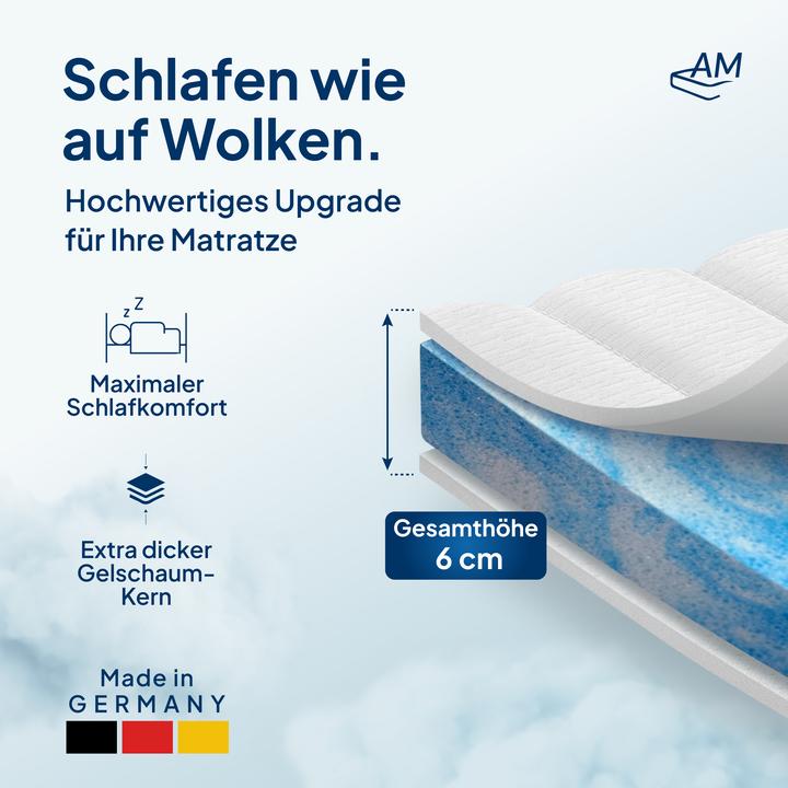 Image du produit AM Qualitätsmatratzen Gelschaum Topper, Gel Memory Foam (140 x 190 cm)