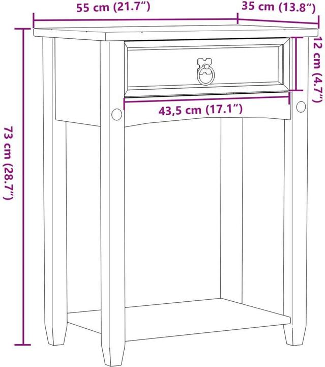 Produktbild vidaXL Konsolentisch (55 x 35 x 73 cm)