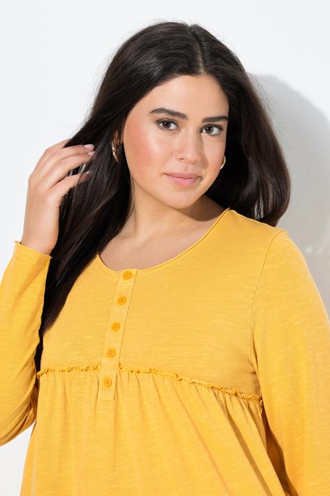Actual product image Ulla Popken Ruffled Flounce Panel Long Sleeve Tee (50, 52)