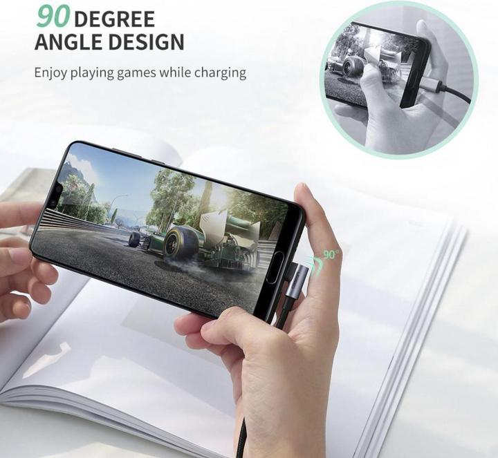 Productafbeelding Ugreen USB-C Haaks naar USB-A 2.0 A 3A Datakabel (2 m, USB 2.0)