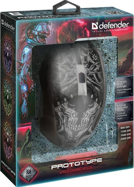 Actual product image Defender GM-670L Gaming Mouse Ambidextrous Optical 2400 DPI (Cable)