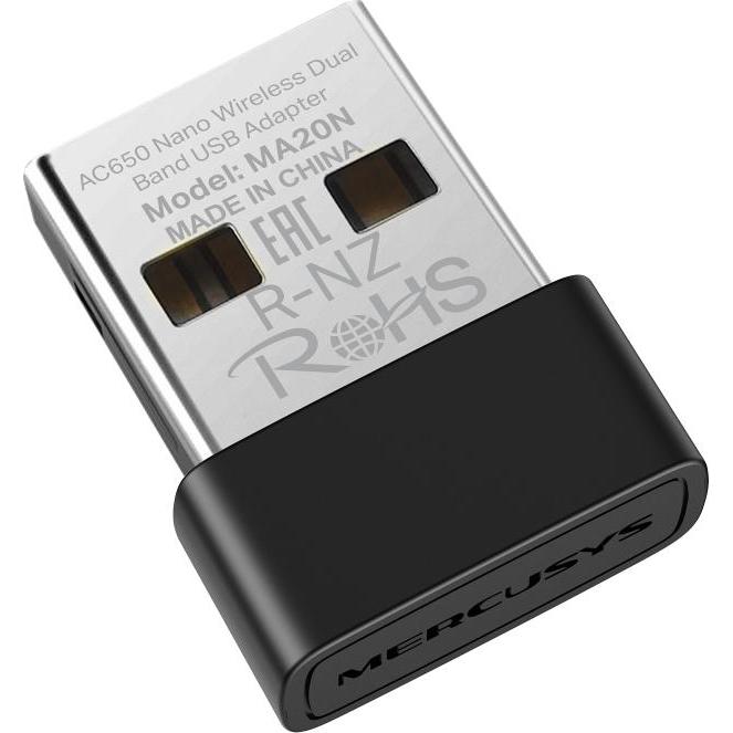 TP-Link Adap Mercusys BT USB AC650 MA20N (USB 2.0), Netzwerkadapter, Schwarz