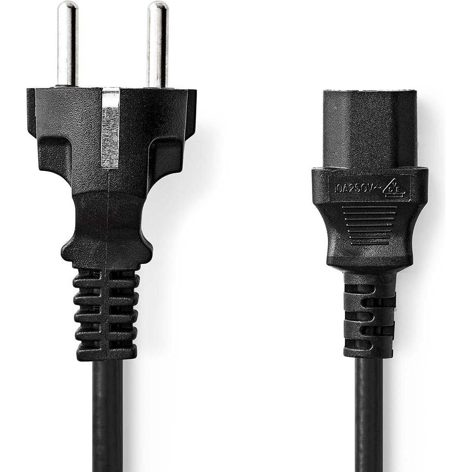 Nedis Stromkabel Schutzkontaktstecker IEC-320-C13 Gerade Gerade Vernickelt 3.00 m Rund (3 m), Stromkabel