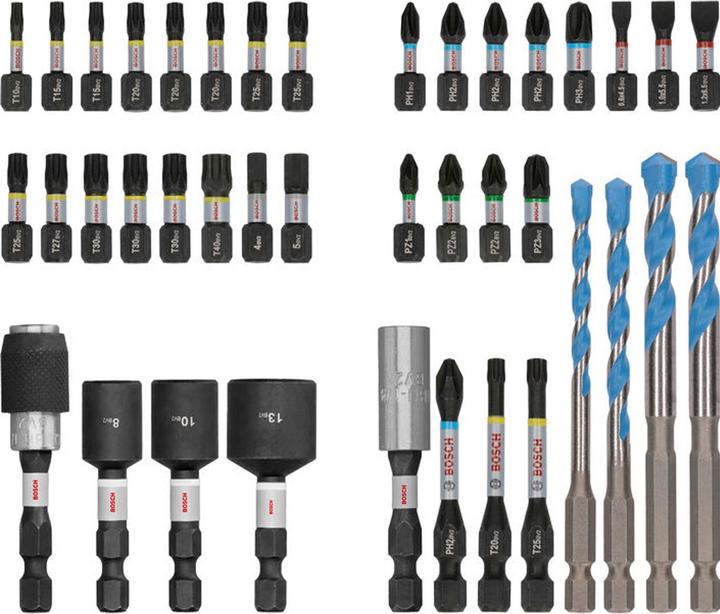 Actual product image Bosch Professional Zubehör PRO Impact Screwdriver Bits and Multi Construction Drill Mixed Set, 40 pcs. (Allen screw, Cross Phillips PH, Cross Pozidriv PZ, Hexagon socket TX)