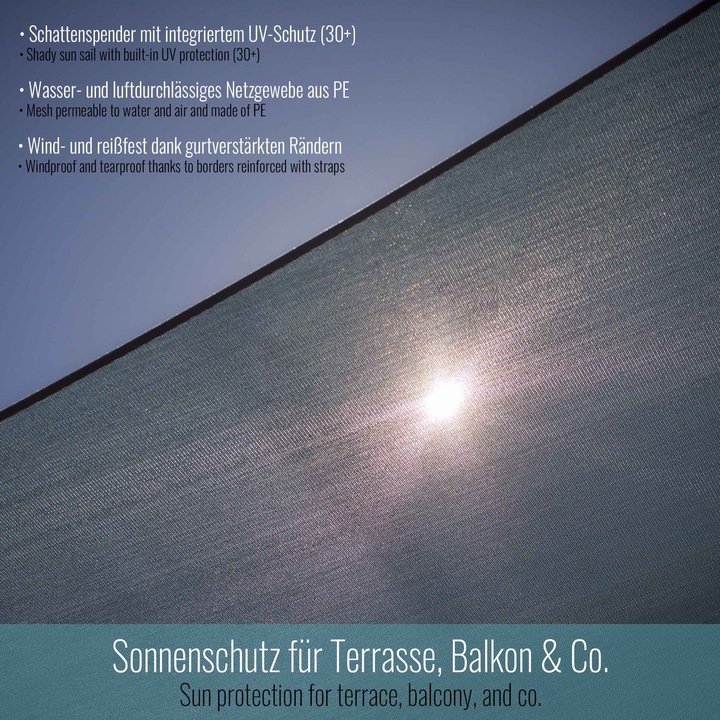 Actual product image Toboli Awning Sun Sail Rectangle 3x4m Windproof Sun Protection UV 30+, Garden Terrace Balcony Patio