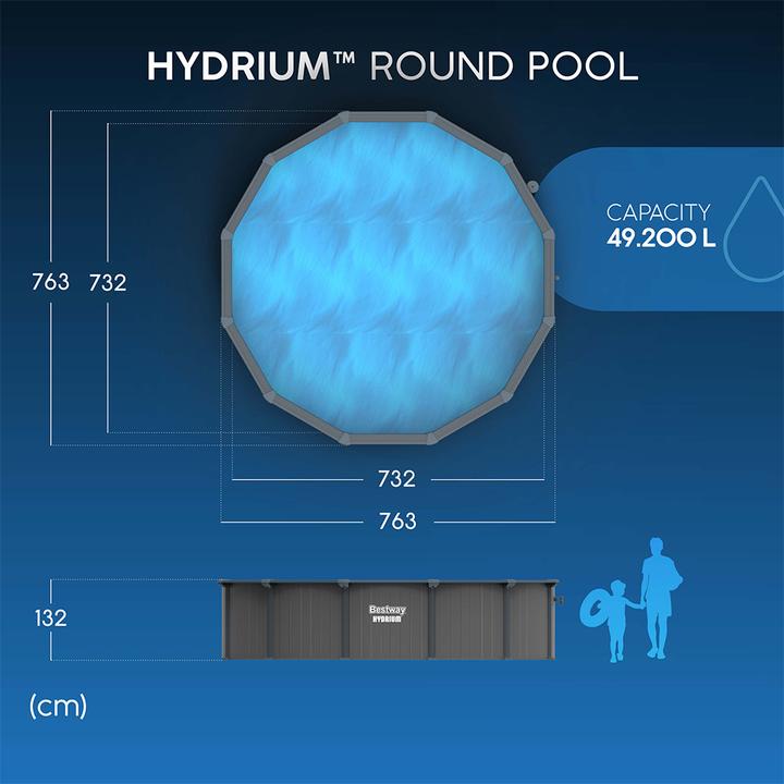Image du produit Bestway Hydrium Kit piscine hors sol en acier 7,32 x 1,32 m (732 x 132 cm)
