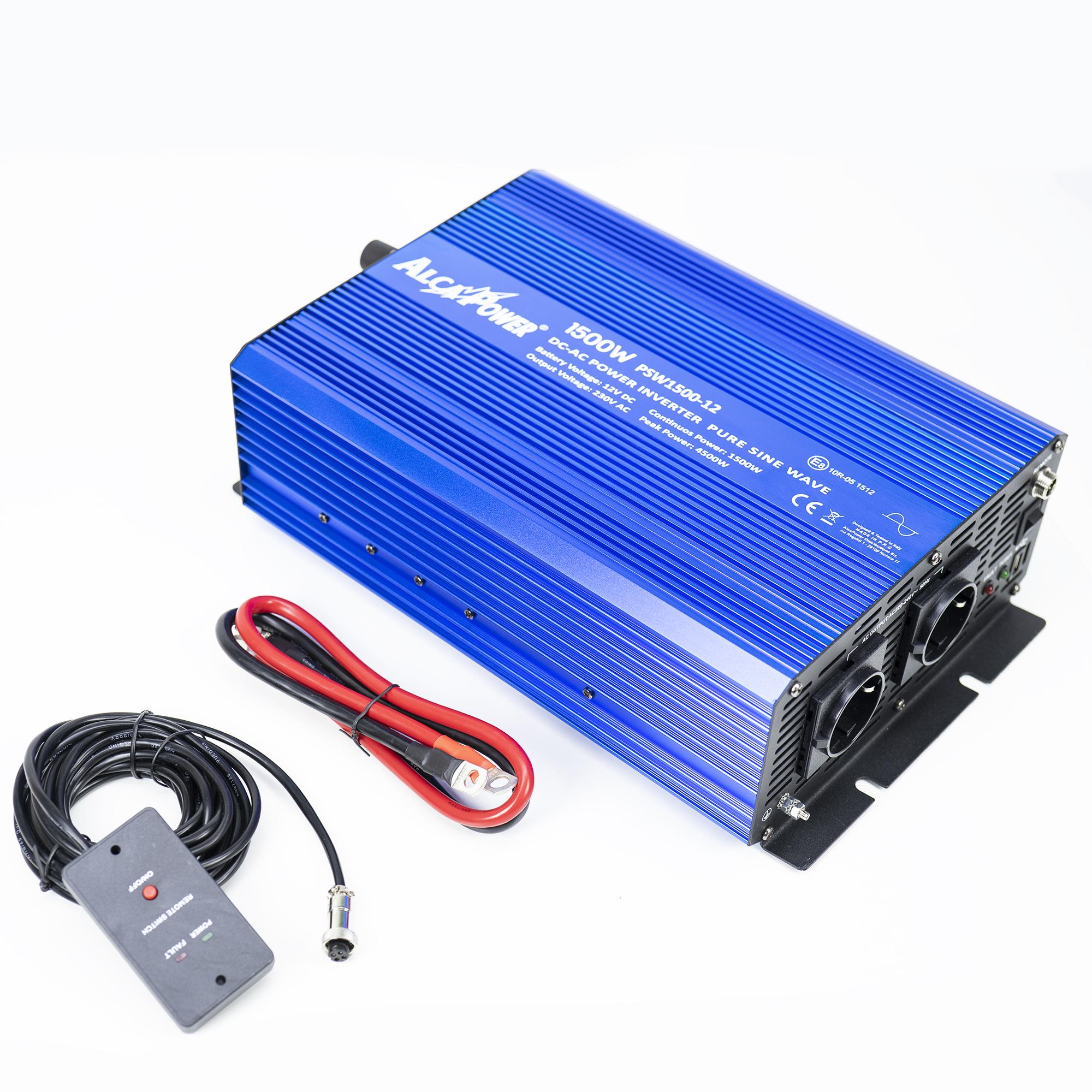 President, Spannungswandler, Spannungswechselrichter AlcaPower von 1500 W 12 V-230 V reiner Sinus, USB-Anschluss, Fernb