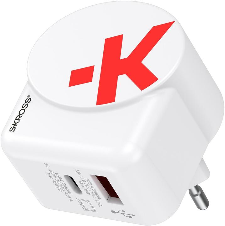 Skross Euro USB Charger AC45PD + USB-C cable Chargeur USB 45W intérieur, prise de courant courant de sortie (45 W, 2 ports)