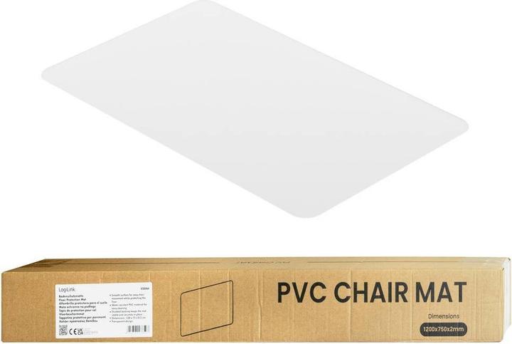 Produktbild LogiLink Bodenschutzmatte, 120x75x0,2 cm, wasserresistent, glänzende Oberfläche, transparent (120 x 75 cm)