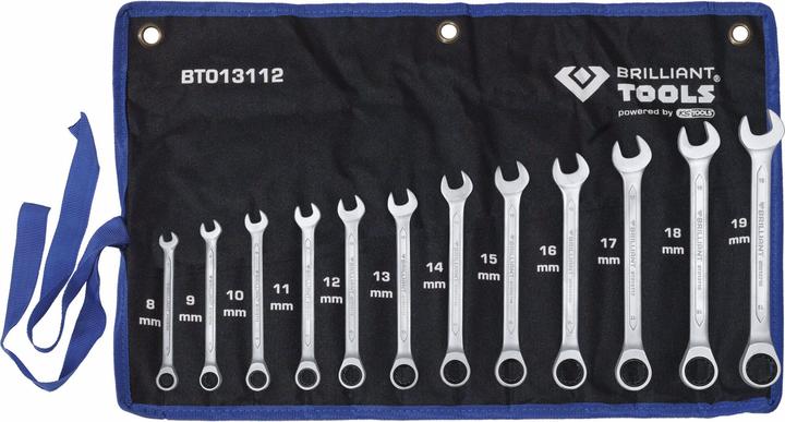 Brilliant Tools BT013112 Ratchet ring wrench set (19 mm, 12 mm, 14 mm, 16 mm, 10 mm, 18 mm, 17 mm, 11 mm, 15 mm, 8 mm, 9 mm, 13 mm)