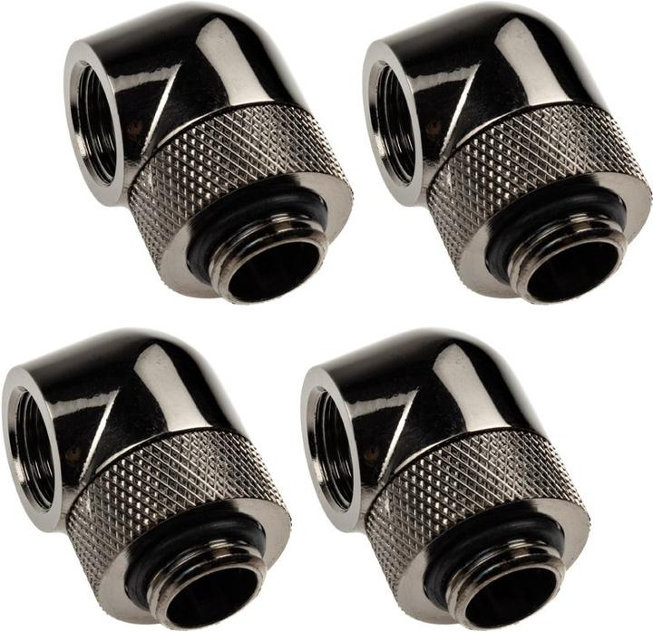 Actual product image XSPC Adapter 90 degree G1/4 inch male to G1/4 inch female - rotatable, black chrome, 4-pack