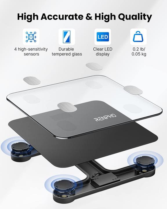 Actual product image Renpho Elis Smart Blueooth Body Scale, Black (180 kg)