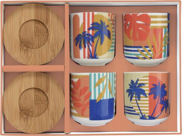 Produktbild Easy Life Kaffeebecher m. Bambus Untert. Coffee Mania 4er Set (110 ml, 4 x)