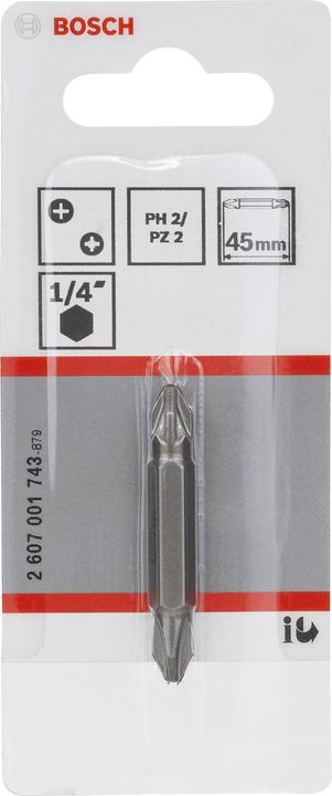 Produktbild Bosch Professional Zubehör Doppelklingenbit, PH2, PZ2, 45 mm (Kreuz Pozidriv PZ)