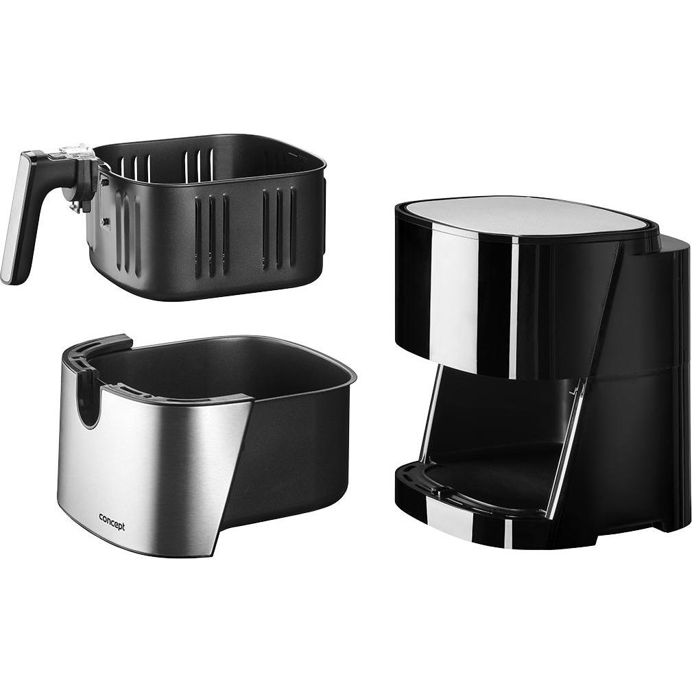 Thumbnail - Concept FR5000 Fritteuse Eins/Eine(r) Heissluftfritteuse, Satinierter Stahl, Fritteuse, Schwarz
