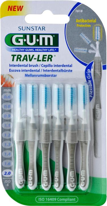 Actual product image GUM SUNSTAR Trav-Ler ISO standard 6 cylindric gray (6 x, 2 mm)