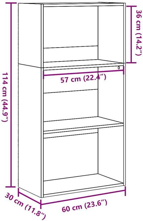 Immagine prodotto VidaXL Bücherregal Regal Standregal Büroregal Aufbewahrungsregal Altholz-Optik (60 x 30 x 114 cm)