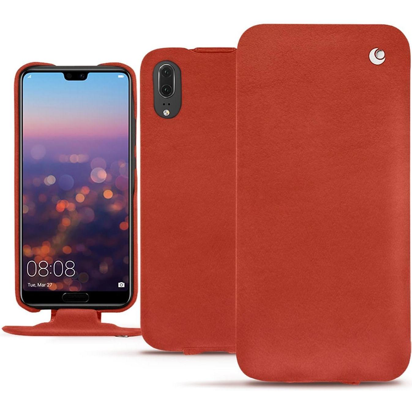 Noreve Lederschutzhülle vertikal (Huawei P20), Smartphone Hülle, Orange