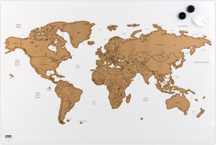 Actual product image Idena Magnetic board 60x40cm world map with accessories (World map, 60 x 40 cm)
