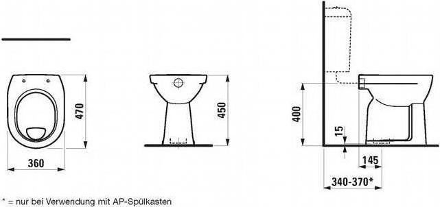 Produktbild Laufen Stand-WC PRO Flachspüler, 6 l bahamabeige