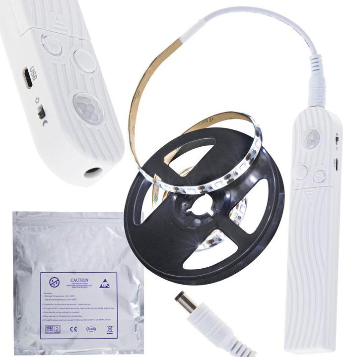 Produktbild Ikonka Batteriebetriebener USB-Bewegungsmelder LED-Streifen 1M kaltweiss