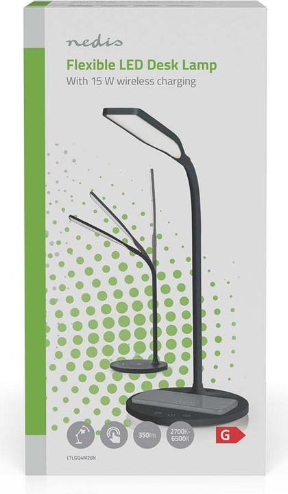 Actual product image Nedis LED lamp with wireless charger - dimmer switch - LED/Qi - 15 W - with dimmer - cold white/natural (350 lm)