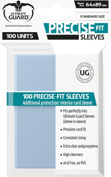 Actual product image Ultimate Guard Card Sleeve Precise-Fit Sleeves Transparent Standard 100