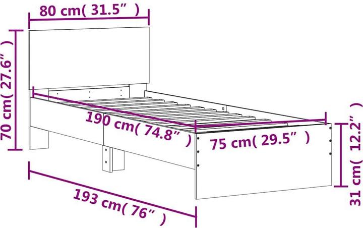 Image du produit vidaXL Bettgestell (75 x 190 cm)