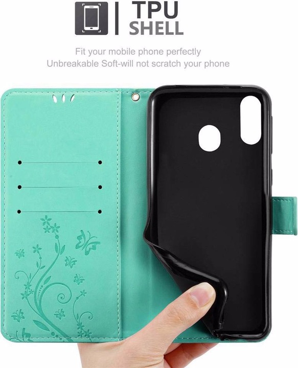 Actual product image Cadorabo Flower Book Cover (Samsung Galaxy M20)