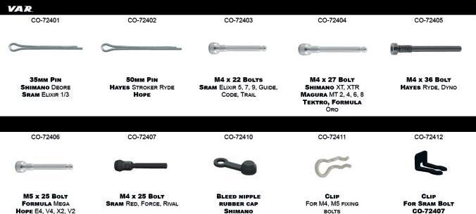 Produktbild VAR Scheibenbremssicherungs-Set Bremsbelaghalterungen Sortierbox (Hayes, Shimano, Tektro, Avid, SRAM)