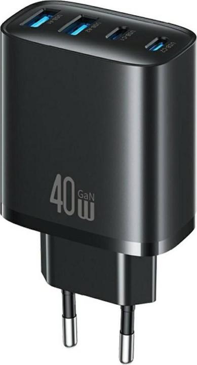 Usams Wall charger T70 40W 2xUSB-A/2xUSB-C black (40 W, 4 ports)
