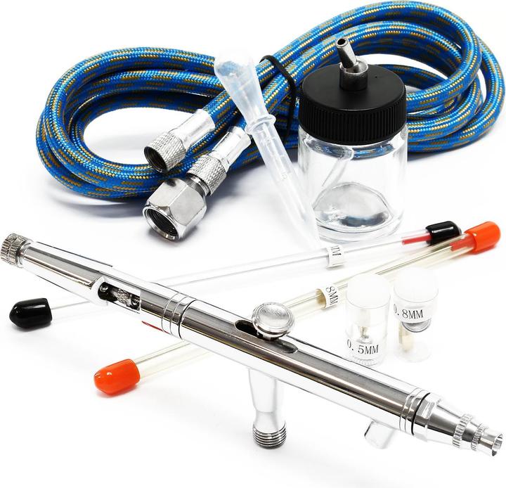Wiltec Airbrushpistole Spritzpistole Druckluft Typ 182K 0,3 0,5 0,8 mm Düsen Double