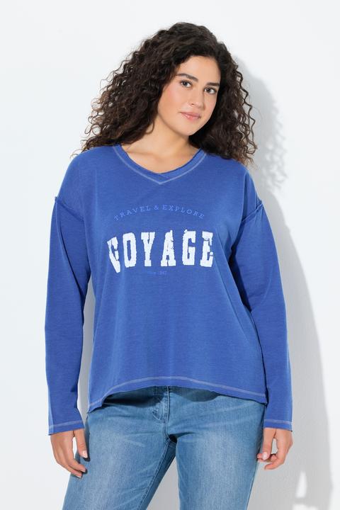 Produktbild Ulla Popken Sweatshirt, Pailletten, V-Ausschnitt, Langarm, Rollkanten (44)